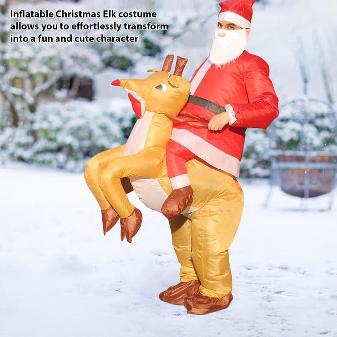 Opblaasbaar Kerst Rendier Kostuum Grappige Kleding Kerst Rendier Kostuum Lucht Opblaaspak Children orange