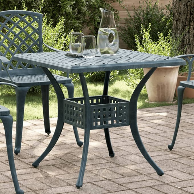 vidaXL - Tuintafel - 80x80x75 - cm - gietaluminium - groen