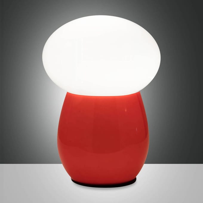 Fabas Luce Freddy tafellamp, rood, hoogte 30 cm, geblazen glas, E27