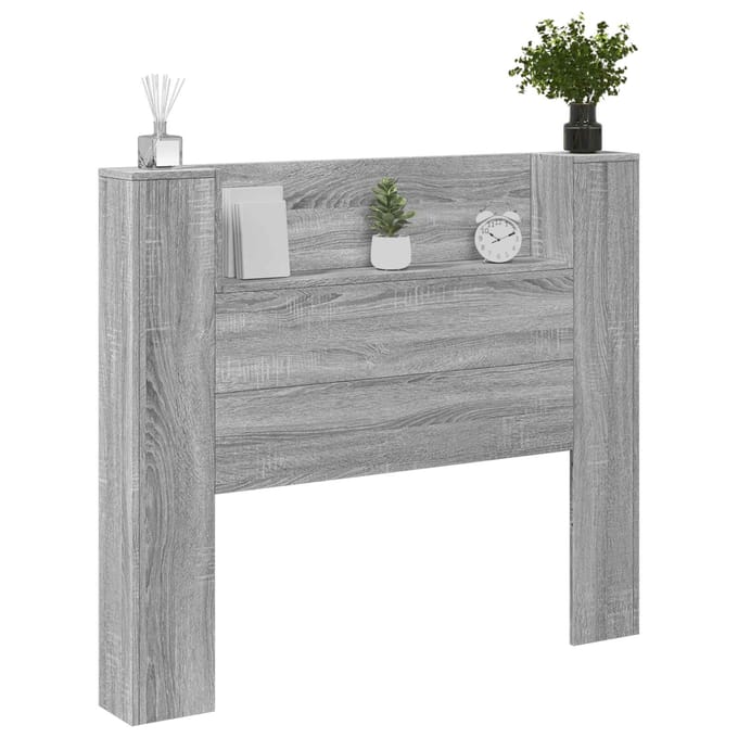 vidaXL - Opslag - hoofdeinde - met - LED - Grijs - Sonoma - Bewerkt - hout