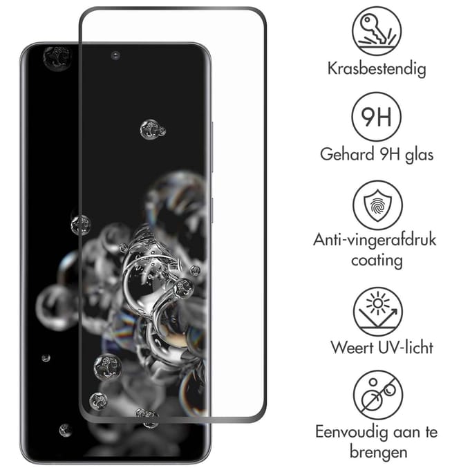 Accezz Screen Protector - Geschikt voor Samsung Galaxy S20 Ultra - Gehard Glass Full Cover
