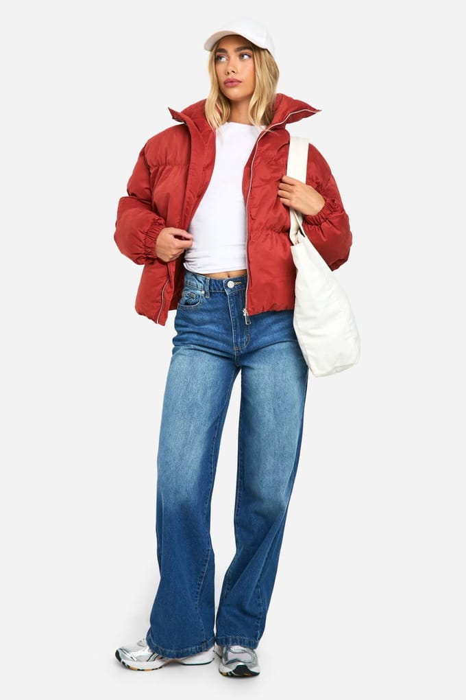 boohoo Dames Peached gevoerde pufferjas | Rust | Maat: 14