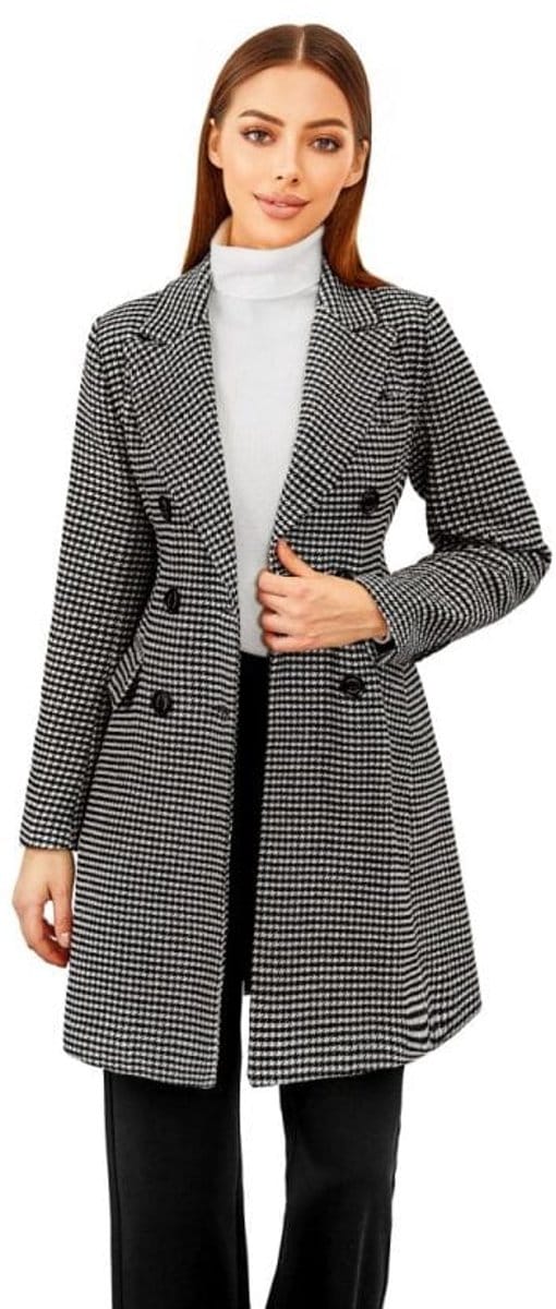 Versano Valentina NG Dames Mantel Manteljas 3 kwart Winterjas S - Pied de Poule