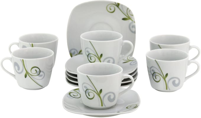 Set van 6 espressokopjes 11cl met espressoschotel 12,3cm Mirage