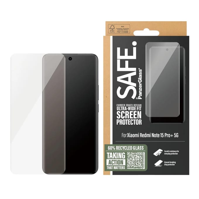 SAFE by PanzerGlass Ultra-Wide Fit Screenprotector voor de Xiaomi Redmi Note 15 Pro Plus (5G)