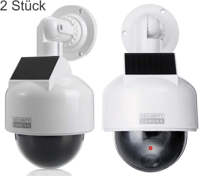 Dome Beveiliging - Nep Camera Set - Diefstal Preventie - Zonne-energie Werking - Pakket 2 Stuks - Wit