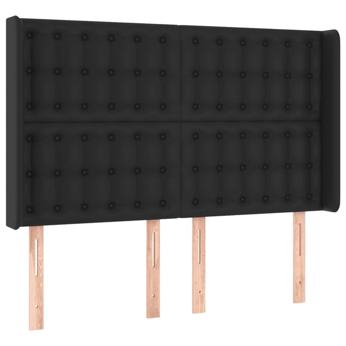 vidaXL - Hoofdbord - LED - 147x16x118/128 - cm - kunstleer - zwart