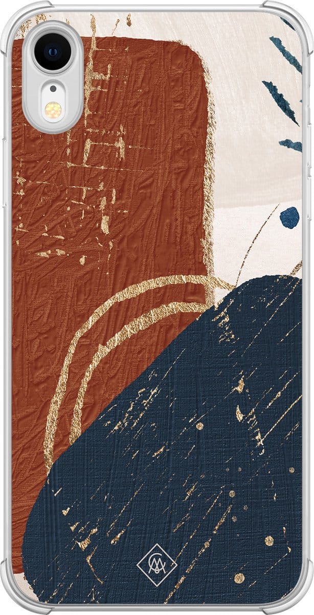 Casimoda® hoesje - Geschikt voor iPhone XR - Abstract Terracotta - Shockproof case - Extra sterk - TPU/polycarbonaat - Multi, Transparant