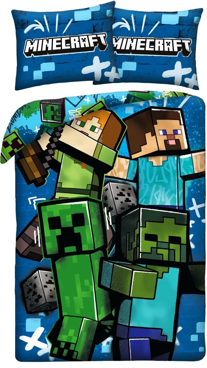 Minecraft Dekbedovertrek Creepers - 140 x 200 + 70 x 90 cm - Polyester