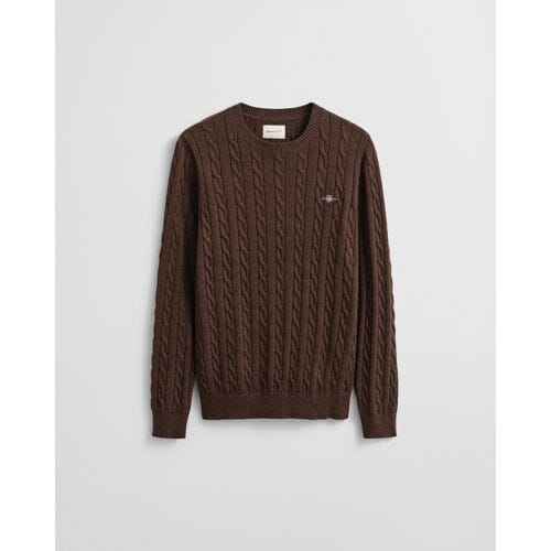 Gant Trui Cotton Cable Ronde Hals Brown Melange / male