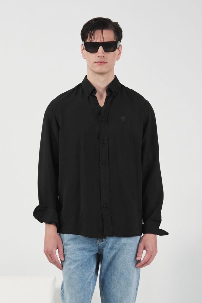 Reguliere Pasvorm Knopenblouse met Lange Mouwen van Tencel