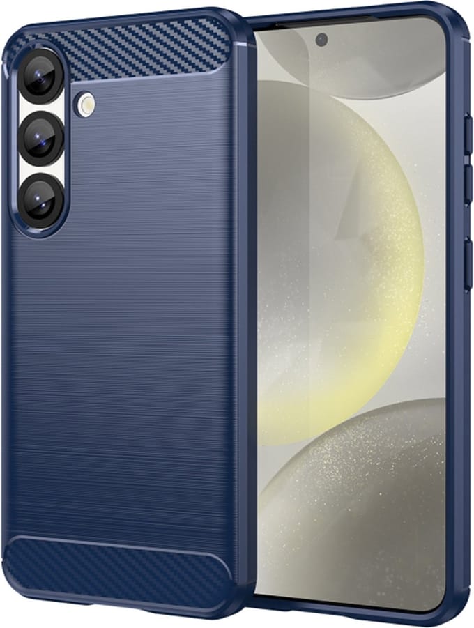 Hoesje geschikt voor Samsung Galaxy S25 Plus - Techsuit Carbon Silicone Back Cover - Blauw