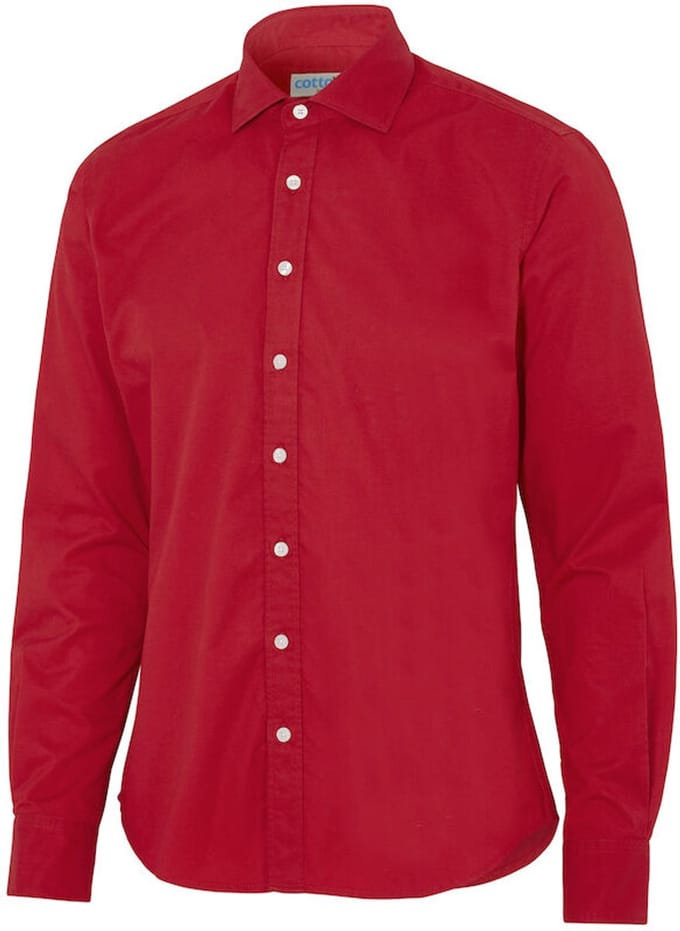 Cottover SHIRT TWILL SLIM FIT MAN - GOTS GECERTIFICEERD 141048 - Rood - 44