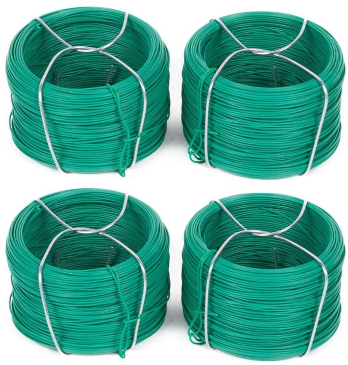 Benson Binddraad - 4x rolletjes - groen - 50m x 0,7 mm - plantendraad - geplastificeerd plastic