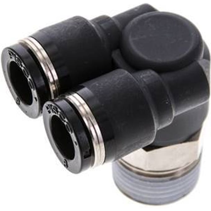 8mm x R3/8'' Y-koppeling Messing/PBT Insteekfitting Buitendraad Draaibaar NBR