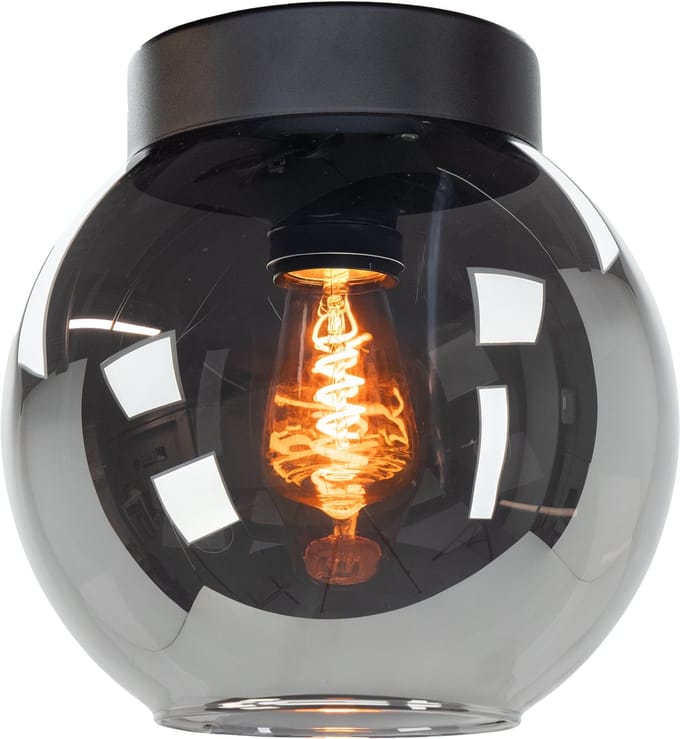 EGLO Centara Plafondlamp - E27 - Ø 20 cm - Zwart/Smoke Glas