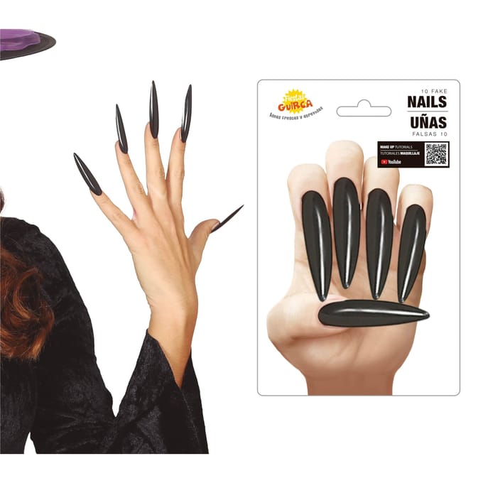 Griffes de Sorcière Longues Faux Ongles Noirs