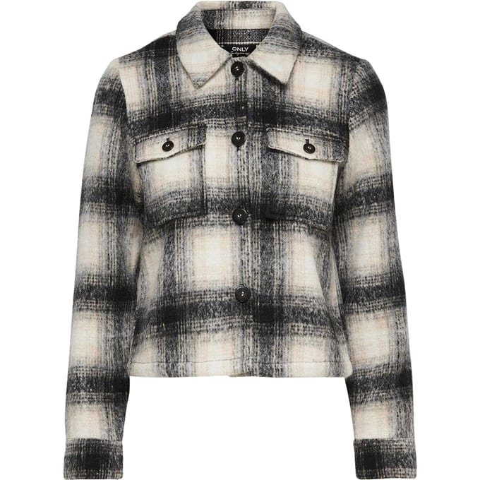 Only Shacket voor dames van een polyestermix van Lou (Zwart/pimpelsteenprint)
