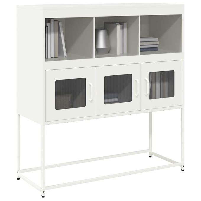 vidaXL - Dressoir - 100,5x39x107 - cm - koudgewalst - staal - wit