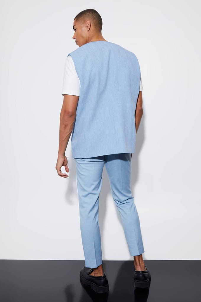 Oversized blazervest met enkelrij knopen | Denim/Blue | Size 38