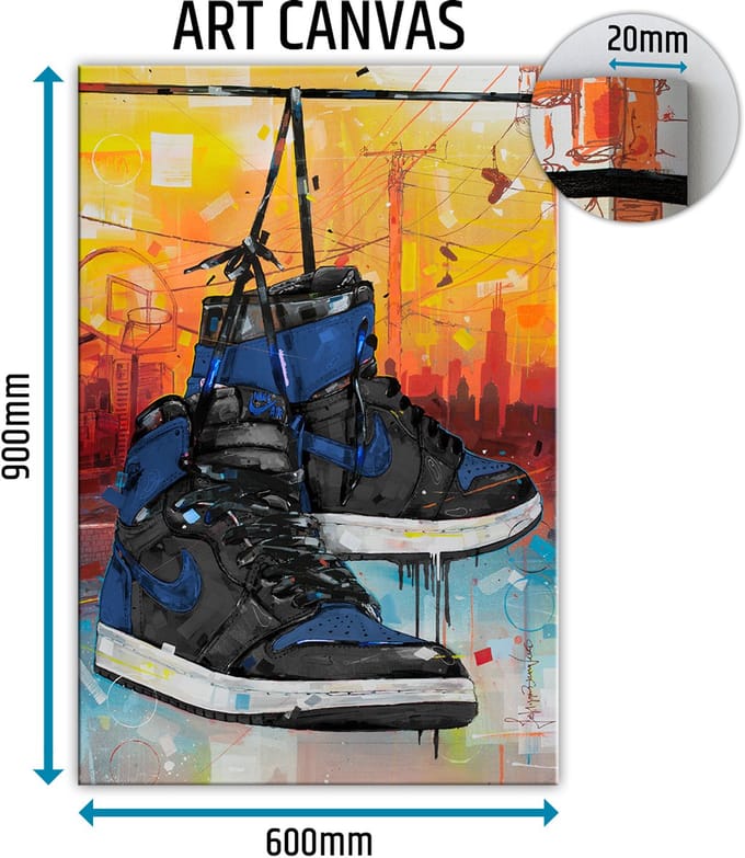 Sneaker canvas powerlines royal blue 60x90 cm