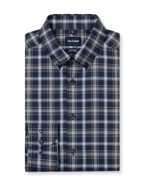 OLYMP Luxor Overhemd, Modern Fit, Button-down, Marineblauw