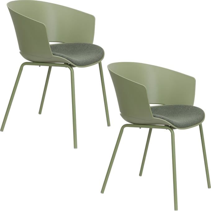 Housecraft Living Jessica Eetkamerstoelen Armleuning Groen - Set van 4