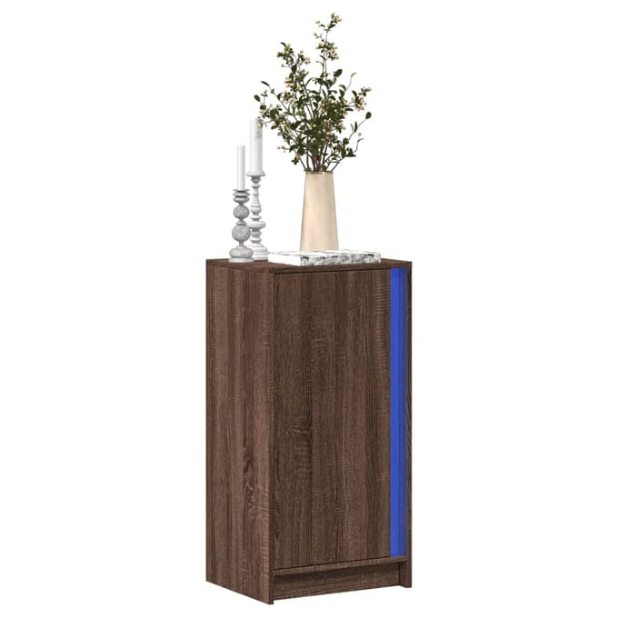 vidaXL - Dressoir - met - LED - 42,5x34x85 - cm - bewerkt - hout - bruin - eikenkleur