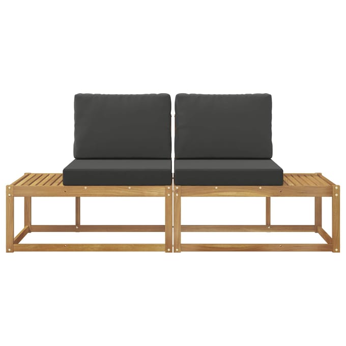 vidaXL - Buiten - eindsofa - met - kussen - 2 - Stuk - Wit - Massief - Acacia - Hout