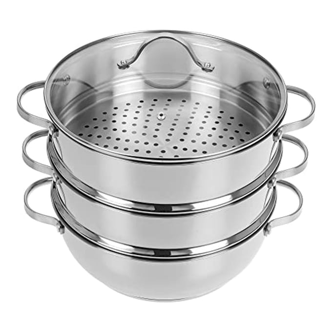 Stoompan 28 cm met 2 stoominzetstukken