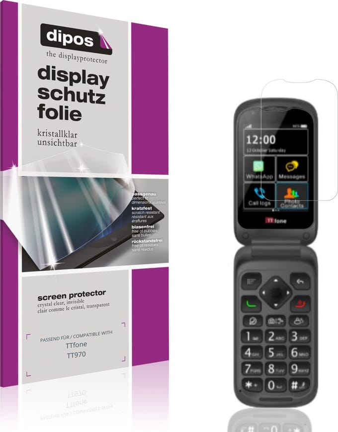 dipos – 4x Beschermfolie geschikt voor TTfone TT970 | Krasbestendige & heldere Screenprotector Ultra-Thin