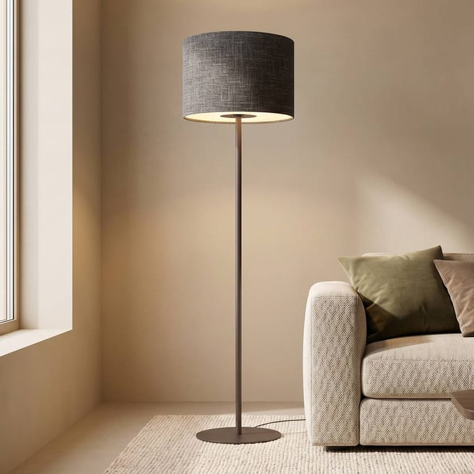 Nowodvorski Lighting Vloerlamp Amarela, zwart gemêleerd, textiel, E27