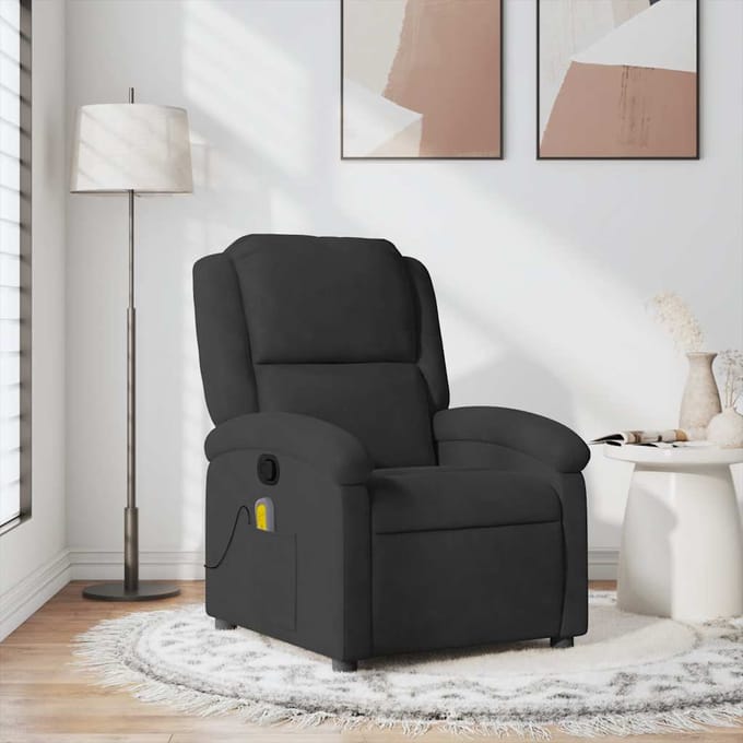 vidaXL - Massagestoel - verstelbaar - fluweel - zwart