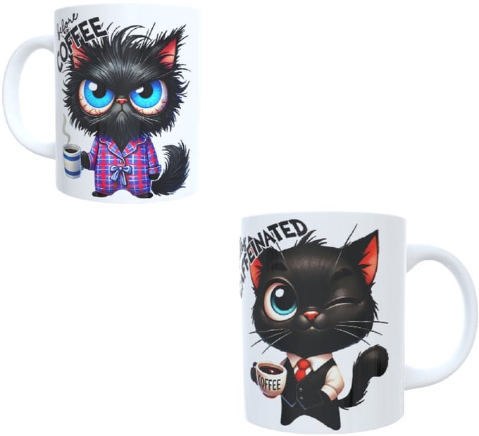Bedrukte beker - spreuk Before coffee - fully caffeinatad - afbeelding