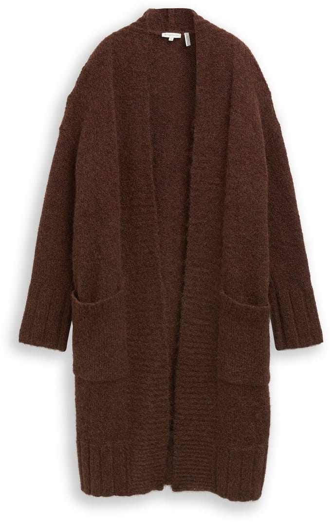 Tom Tailor - Oversized vest met wol - Maat S - dark pecan brown melange
