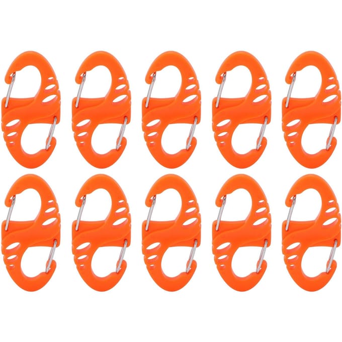 10pcs S Shaped 8 Shaped Snap Keychain Hook Clip Outdoor Molle Backpack Quick Release BuckleOrange orange