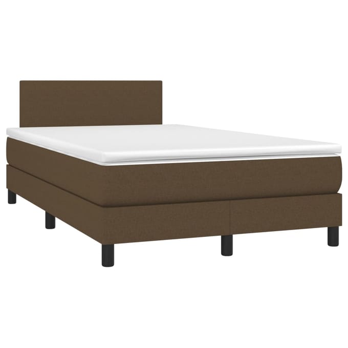 vidaXL - Boxspring - met - matras - en - LED - stof - donkerbruin - 120x200 - cm