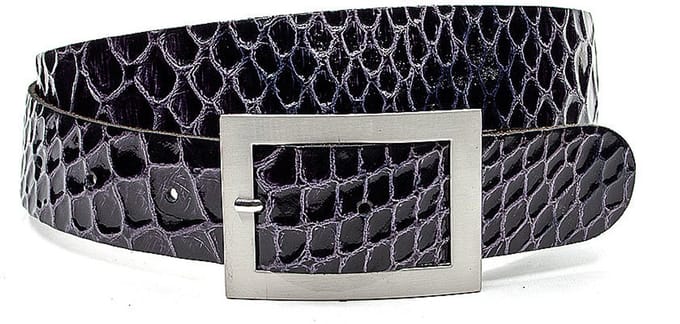 Damesriem paars - Lakleren riem 4cm met krokoprint - Leer - Lak riem - Casual - Maat 100