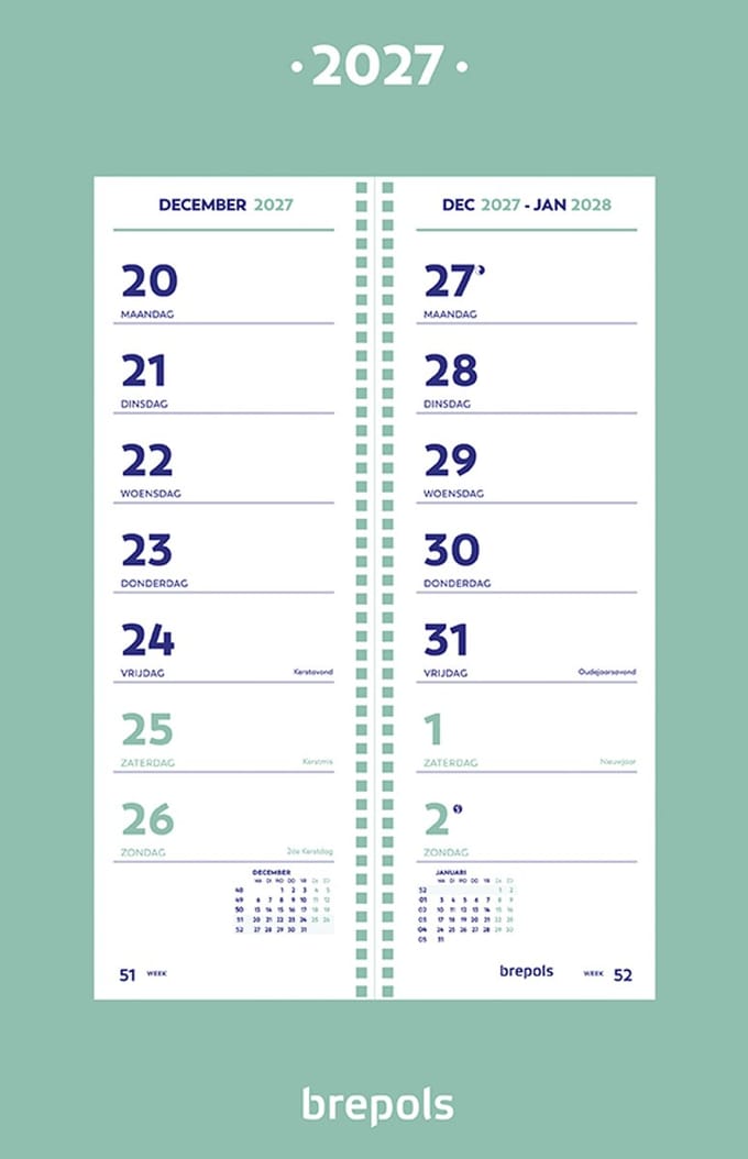 Brepols Week Omlegkalender 2027 - 20 x 31cm