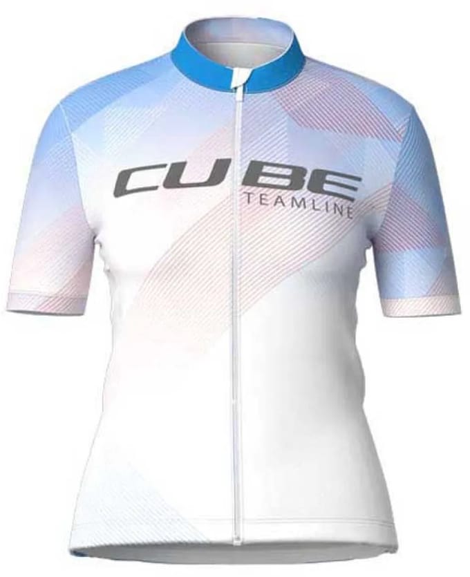 Cube Cmpt Teamline Korte Mouw Wielertrui Wit M Vrouw