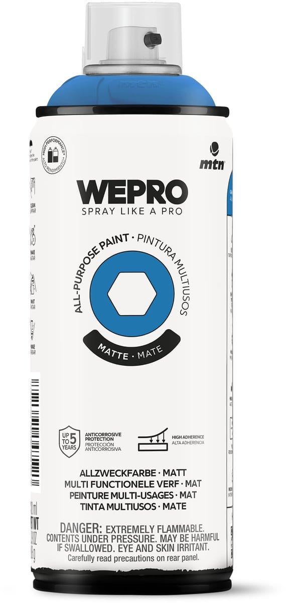Spuitbus Blauw Cadaques Mat MTN WEPRO ALL-PURPOSE PAINT 400ML