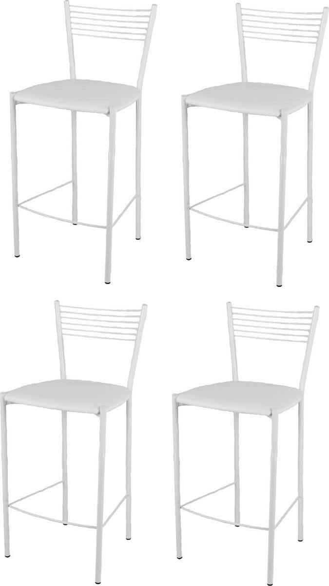 Tommychairs Elegance - Eetkamerstoelen - Set van 4 - Aluminium & Licht Grijs - Kunstleer