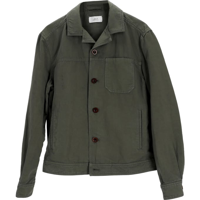De heer P. Camp-Collar jas van geverfd katoen in groene kleur.