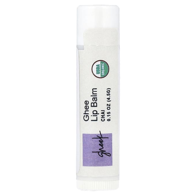 Pure Indiase Voedingsmiddelen, Gheek, Ghee Lippenbalsem, Chai, 4,5g (0,15 oz) white