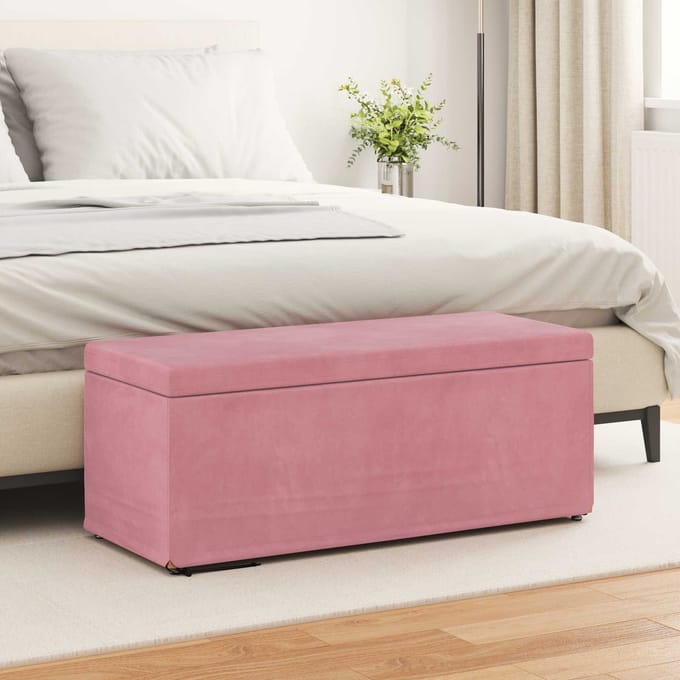 vidaXL - Kruk - Roze - 101 - x - 41 - x - 40 - cm - Velvet - en - Geengineerd - Hout