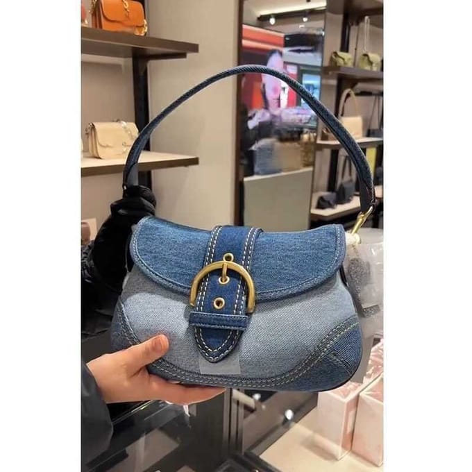 Jean Okseltas Dames Lente Zomer Mode Frans Patchwork Canvas Erwtentas Schoudertas Baguette Tas gray
