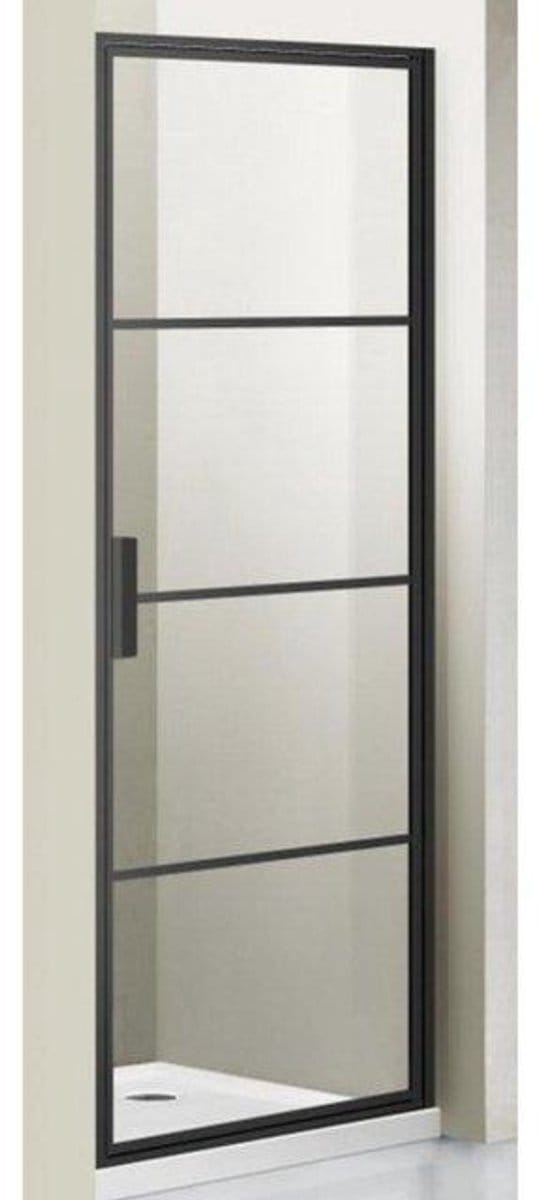 FugaFlow Efficiente Vetro Douchedeur - 100x200cm - frame lines buitenzijde - anti kalk - mat zwart