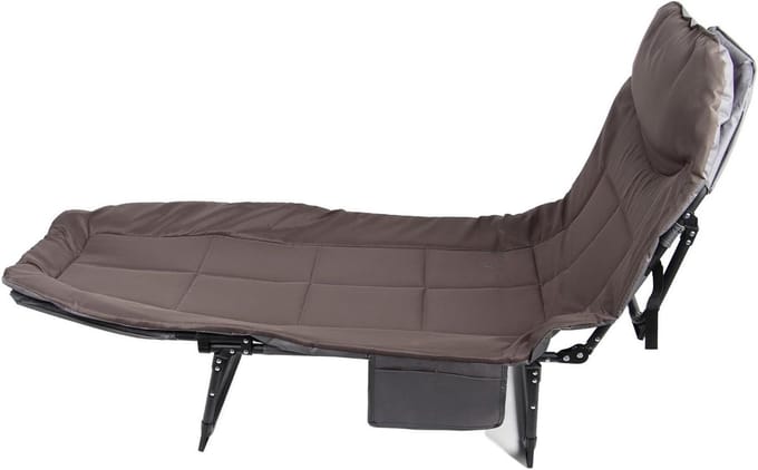 Camping Bed - Opklapbaar Bed - Buiten Ontspannen - Verstelbare Rugleuning - 6500g Gewicht - Zwart