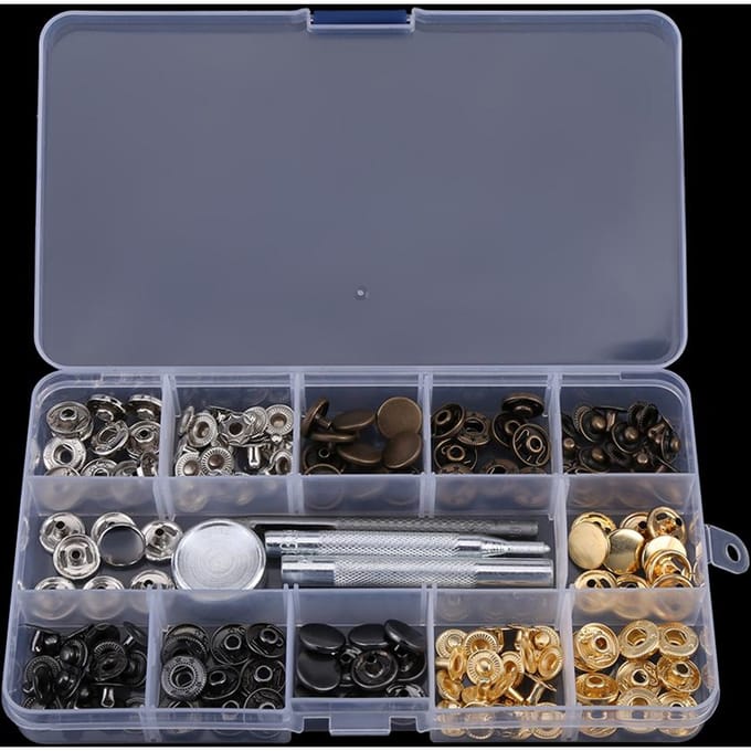 40 Ensembles Bouton Pression Bouton Pression Fermeture avec Outil de Pose pour Vêtements (655#10MM) gray