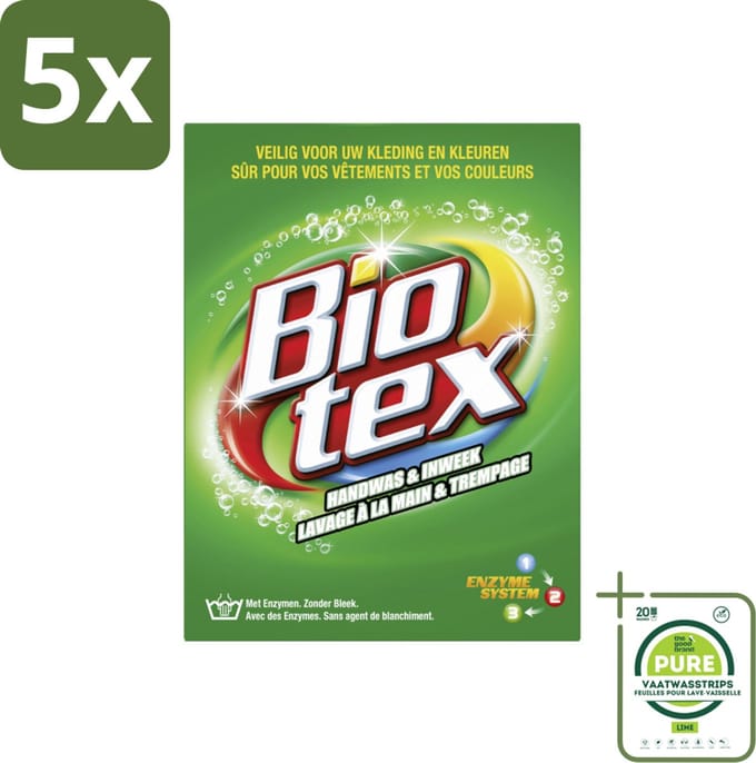 5 x Biotex Handwas & Inweek Poeder 720 gr - Grootverpakking - Biotex - Waspoeder - Handwas - Inweek - Biologisch